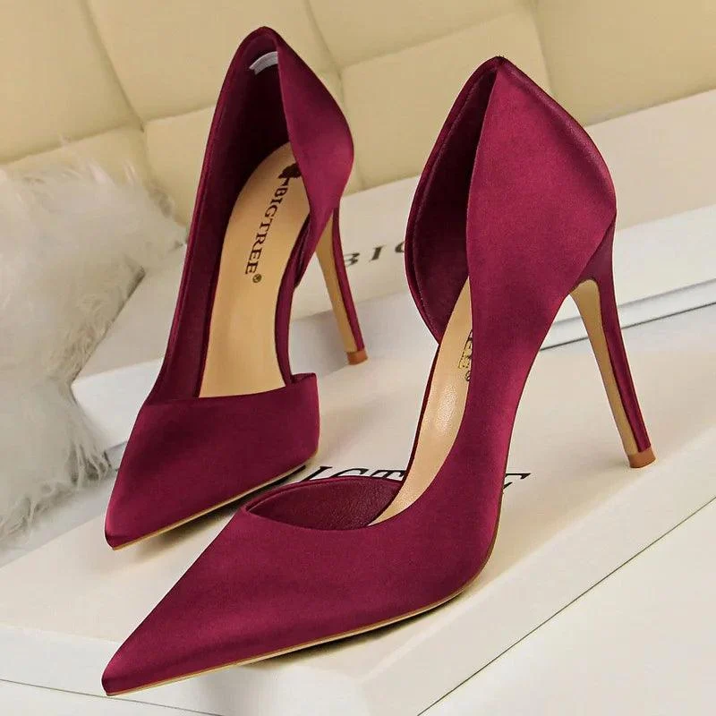 Woman Pumps Silk High Heels Stiletto 9.5 Cm Shoes - Glova