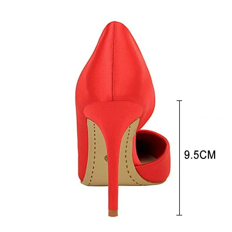 Woman Pumps Silk High Heels Stiletto 9.5 Cm Shoes - Glova