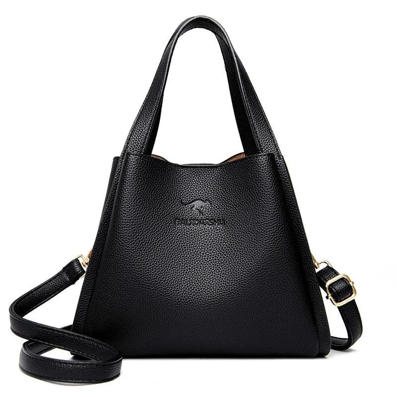 Women 3 Layers Soft Leather Shoulder Crossbody Bags - Glova