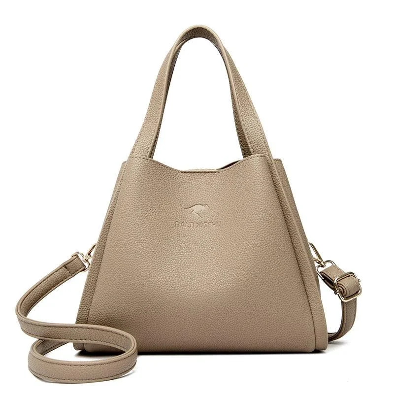 Women 3 Layers Soft Leather Shoulder Crossbody Bags - Glova