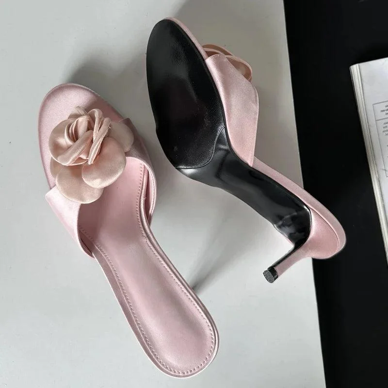 Women Fashion Flower Thin Low Heels Sandal Shoes - Glova