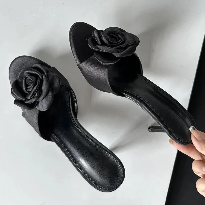 Women Fashion Flower Thin Low Heels Sandal Shoes - Glova