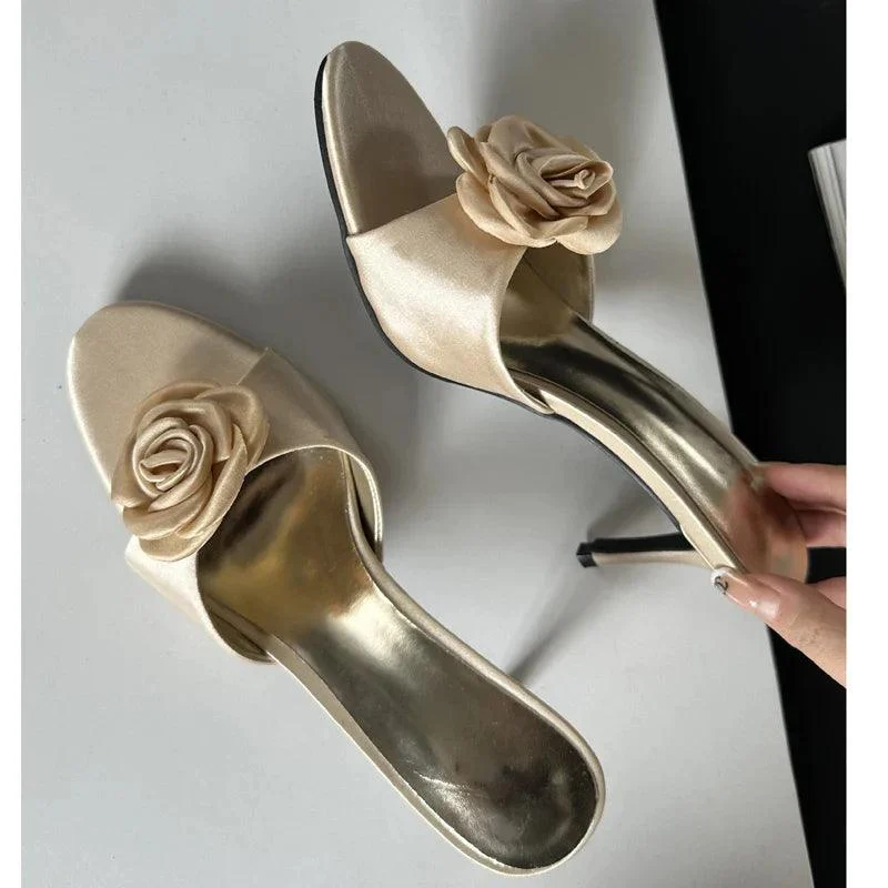 Women Fashion Flower Thin Low Heels Sandal Shoes - Glova