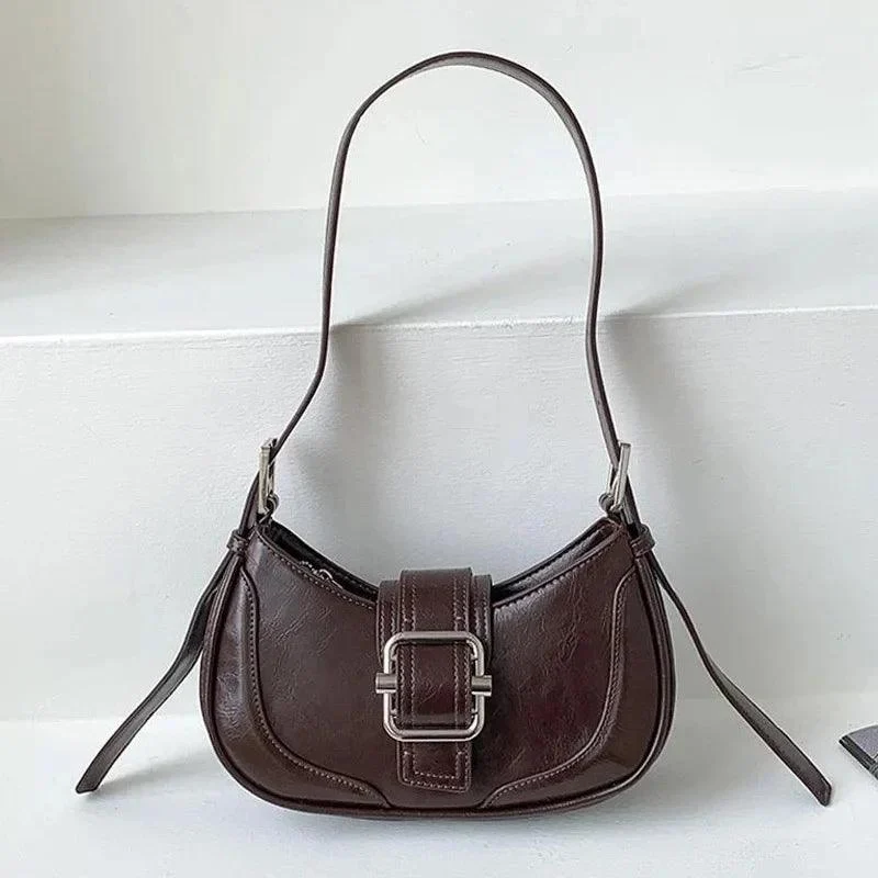 Women Half-moon Leather Hasp Bags - Glova