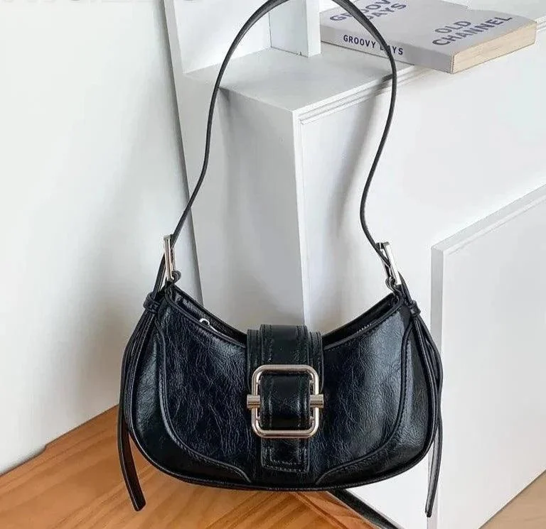 Women Half-moon Leather Hasp Bags - Glova