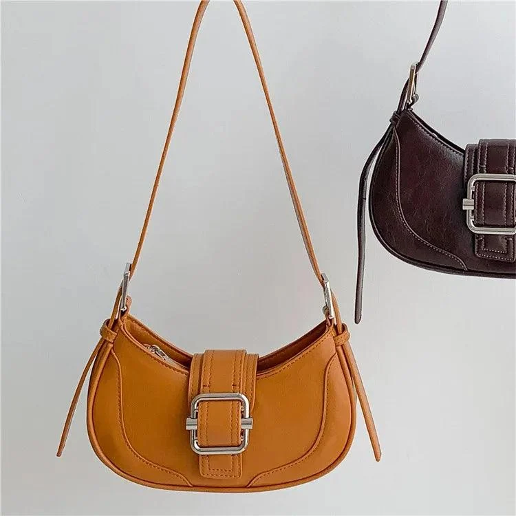 Women Half-moon Leather Hasp Bags - Glova