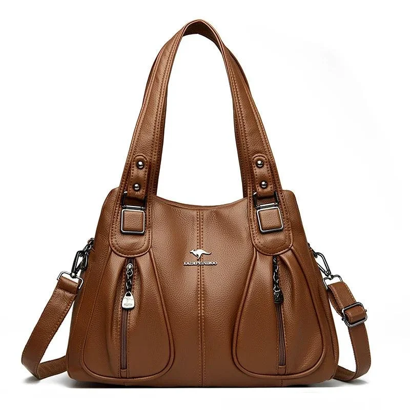 Women Large Capacity Leather Shoulder Bag - Glova