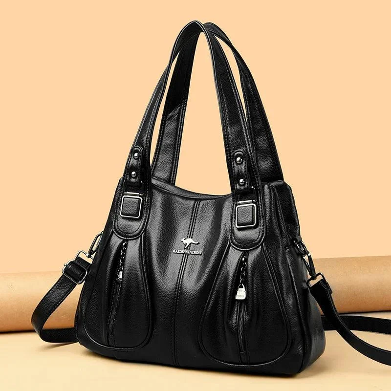 Women Large Capacity Leather Shoulder Bag - Glova