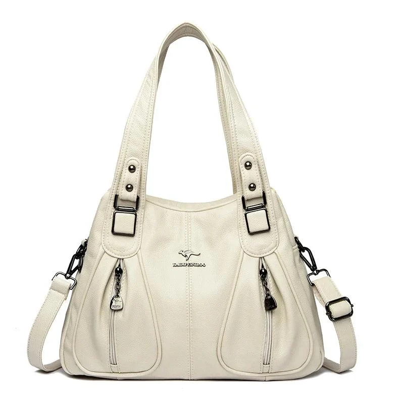 Women Large Capacity Leather Shoulder Bag - Glova