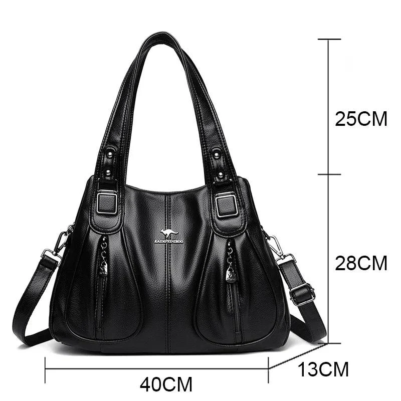 Women Large Capacity Leather Shoulder Bag - Glova