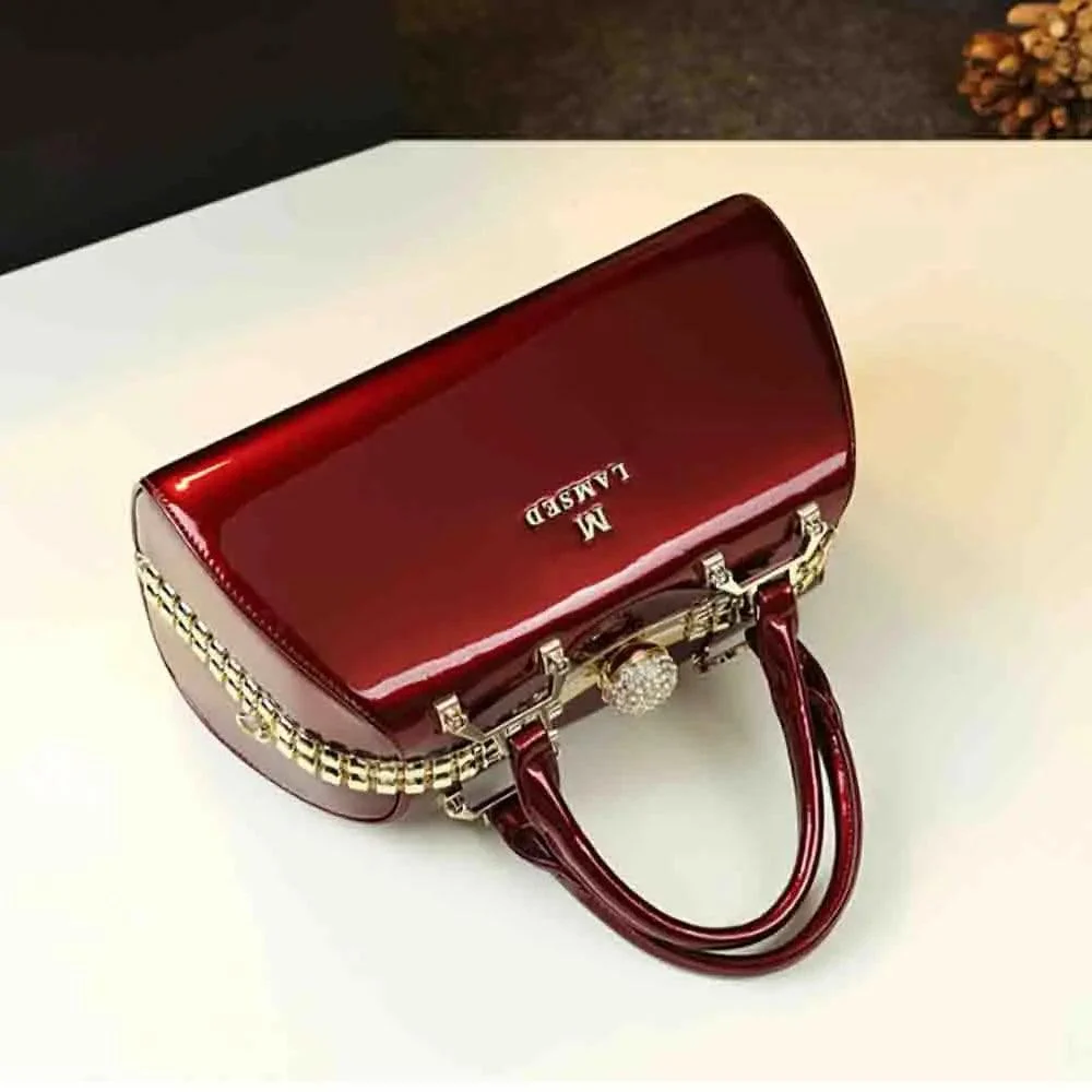 Women Leather Top Handle Handbag Leopard Print Clutch - Glova