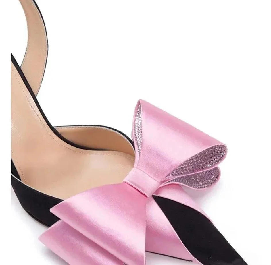 Women's Bow Satin Back Strap High Heels Sandals - Glova