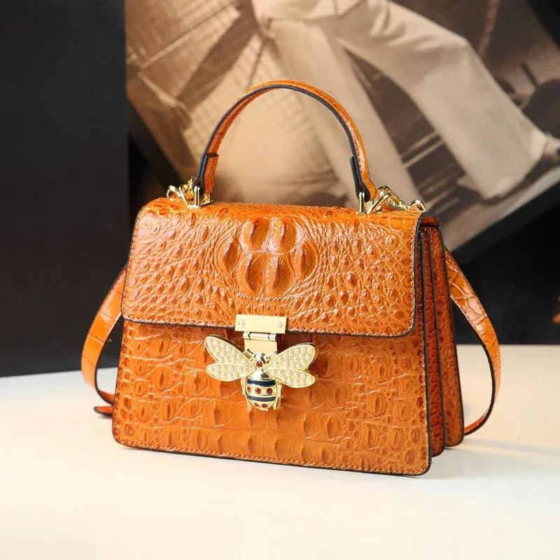 Women's Handbags Leather Crocodile Pattern Crossbody Bags - Glova