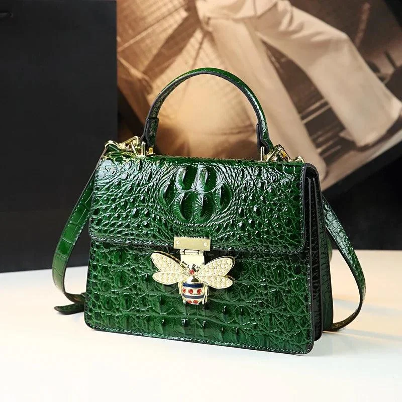 Women's Handbags Leather Crocodile Pattern Crossbody Bags - Glova