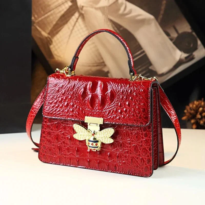 Women's Handbags Leather Crocodile Pattern Crossbody Bags - Glova