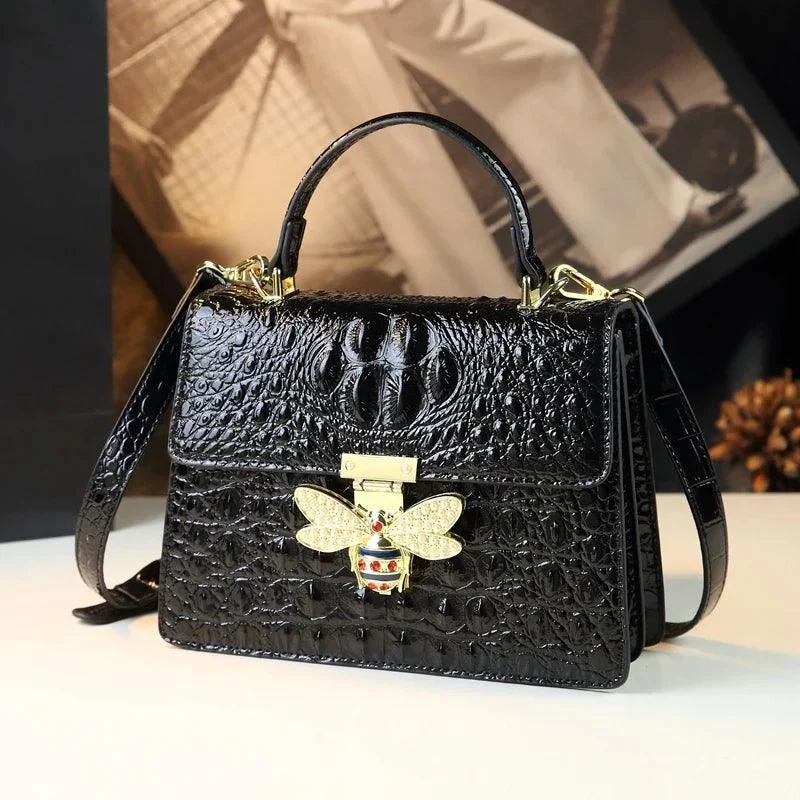 Women's Handbags Leather Crocodile Pattern Crossbody Bags - Glova