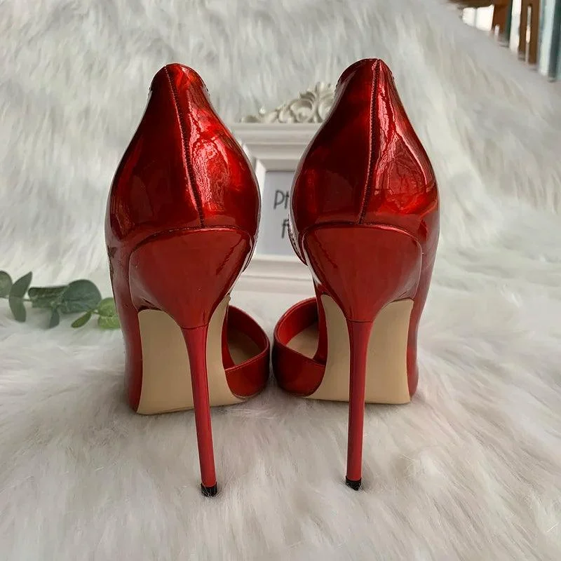 Women's Pointed Toe High Heel Red Pump Shoes - Glova