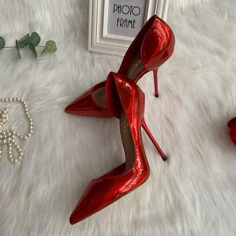 Women's Pointed Toe High Heel Red Pump Shoes - Glova