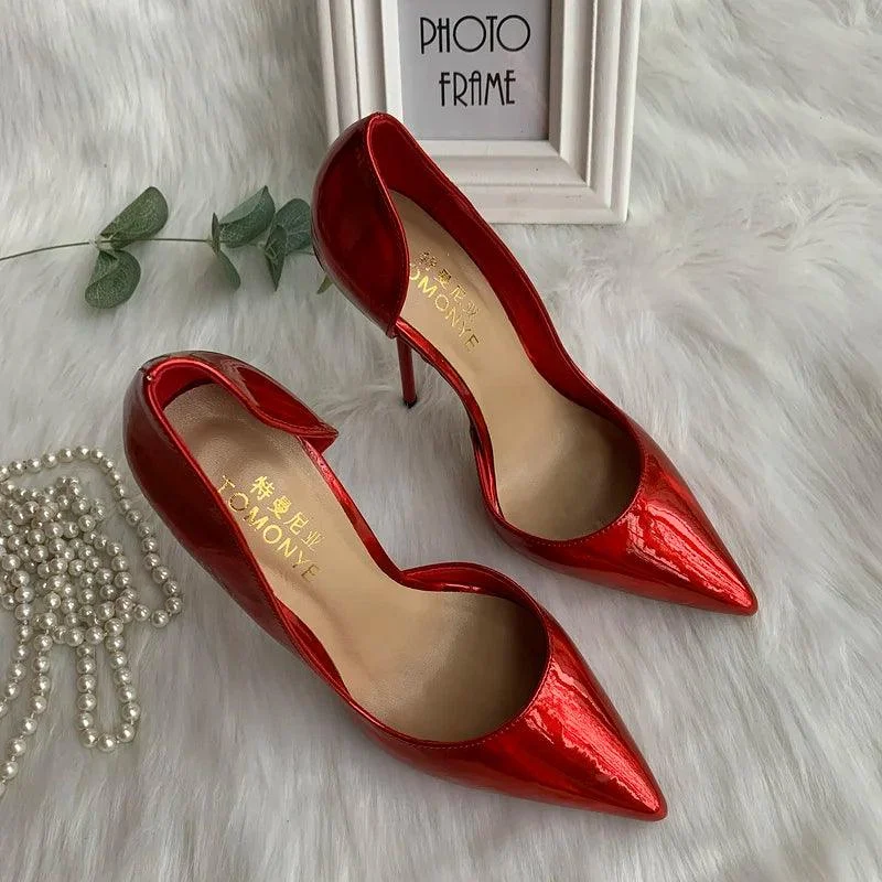 Women's Pointed Toe High Heel Red Pump Shoes - Glova