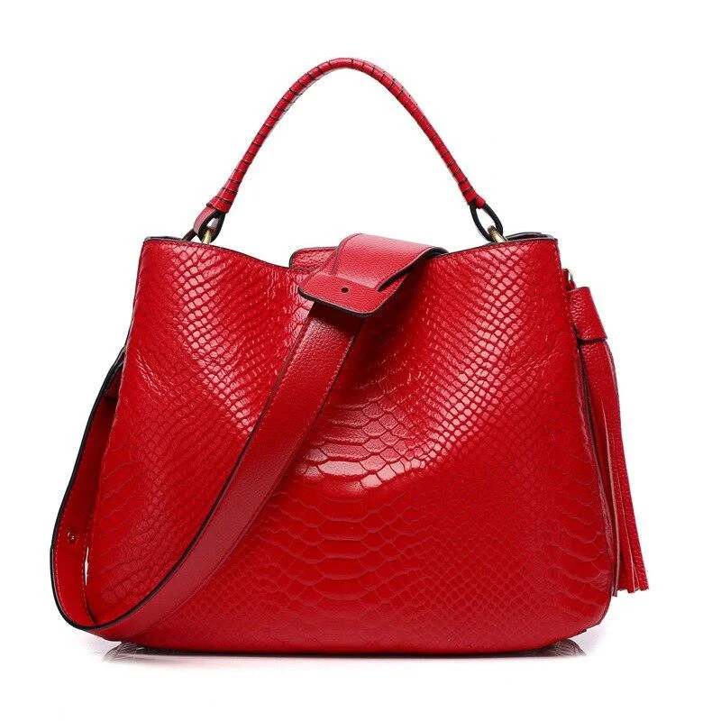 Women's PU Leather Phone Pocket Tassel Top-Handle Bag - Glova