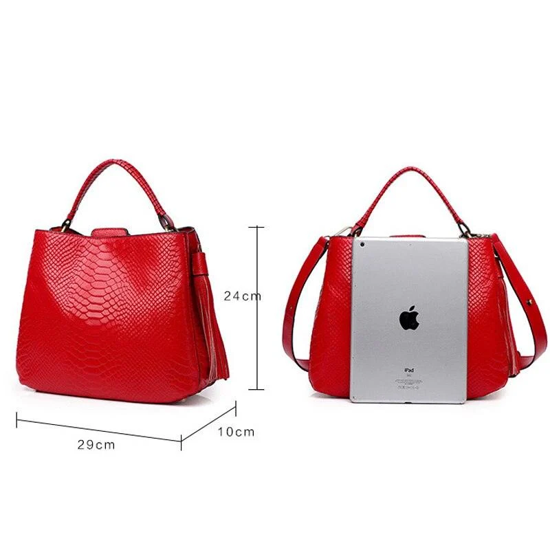 Women's PU Leather Phone Pocket Tassel Top-Handle Bag - Glova