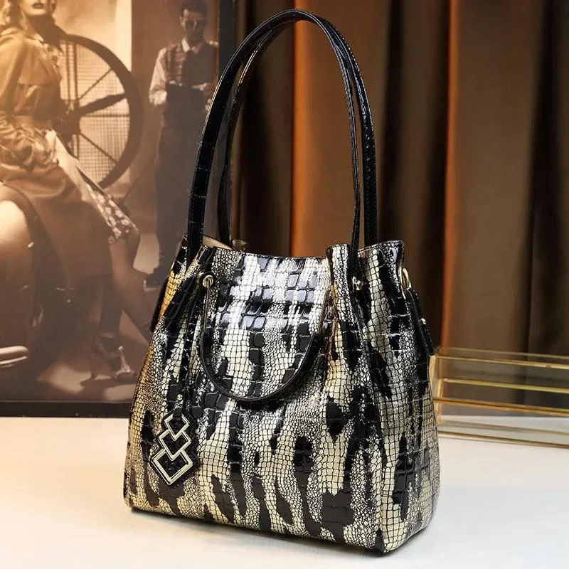 Women's Snake Pattern Large Crossbody Hand Bags - Glova