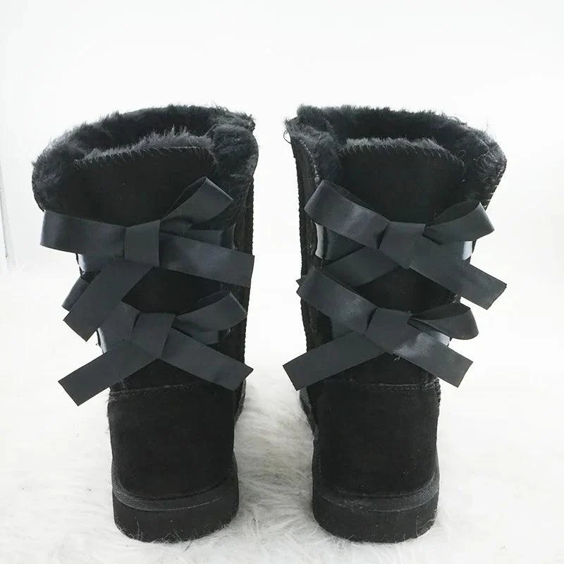 Women's Snow Boots Cowhide Leather Ankle Boots - Glova