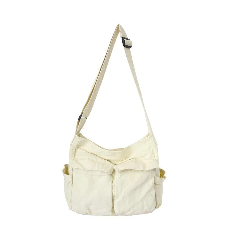 Women's Solid Large Capacity Canvas Shoulder Bag - Glova