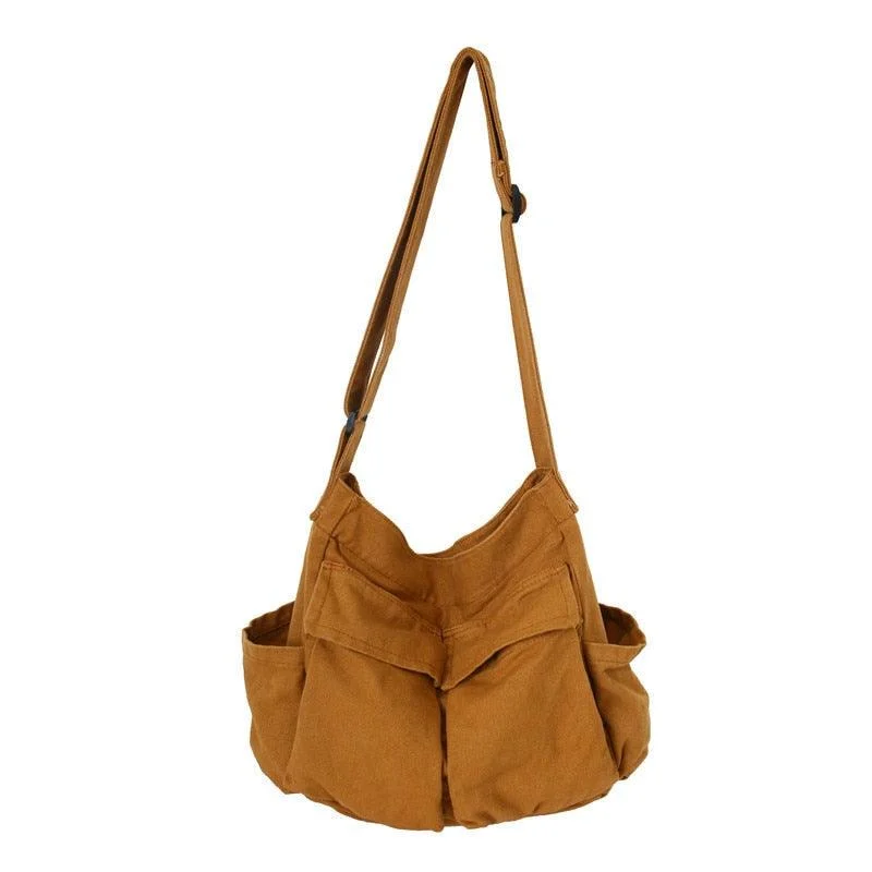 Women's Solid Large Capacity Canvas Shoulder Bag - Glova