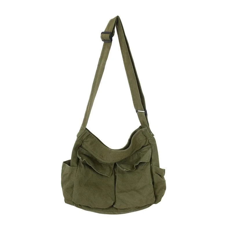 Women's Solid Large Capacity Canvas Shoulder Bag - Glova