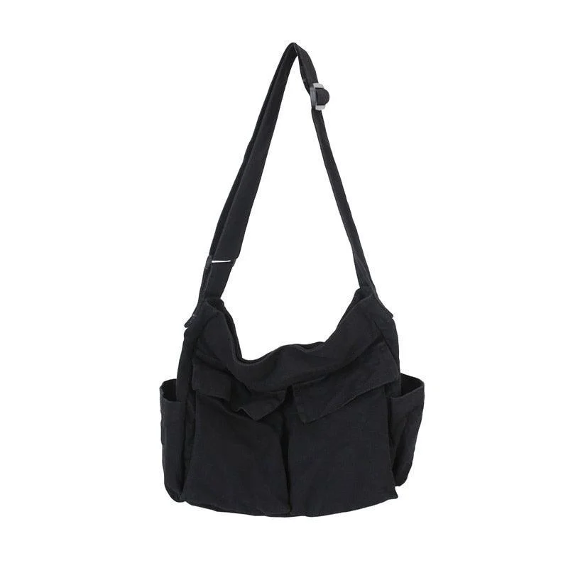 Women's Solid Large Capacity Canvas Shoulder Bag - Glova