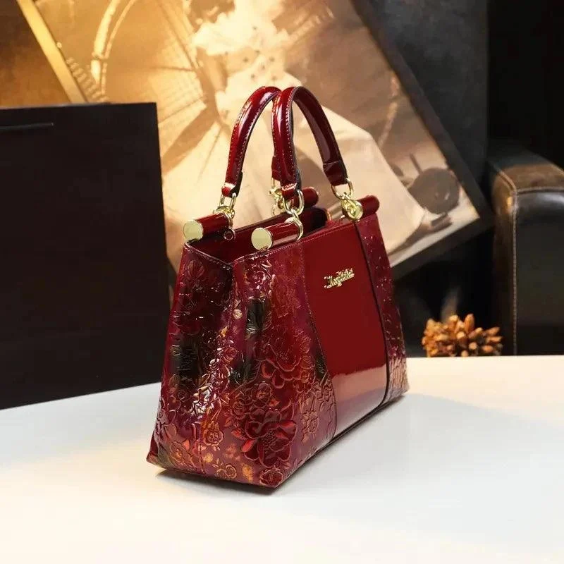 Women Shine Flower Pattern Female Handbags - Glova