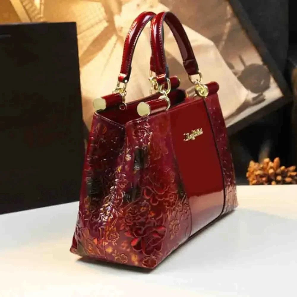 Women Shine Flower Pattern Female Handbags - Glova