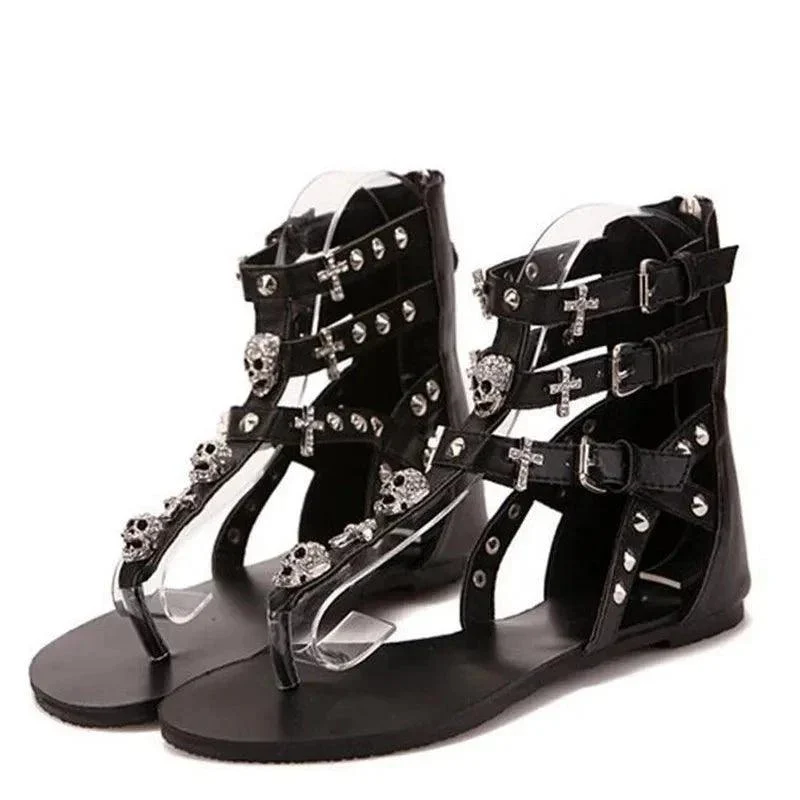 Women Shoes Crystal Studded Gladiator Sandals - Glova