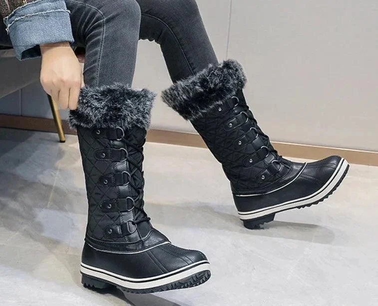 Women Snow Boots Thick Fur Non-slip Waterproof High Boots - Glova