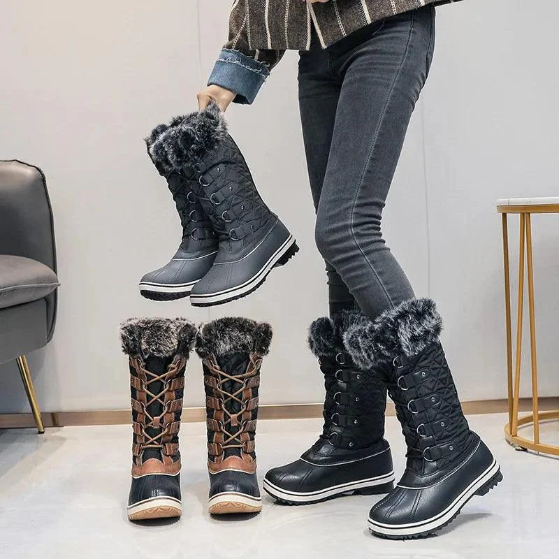 Women Snow Boots Thick Fur Non-slip Waterproof High Boots - Glova