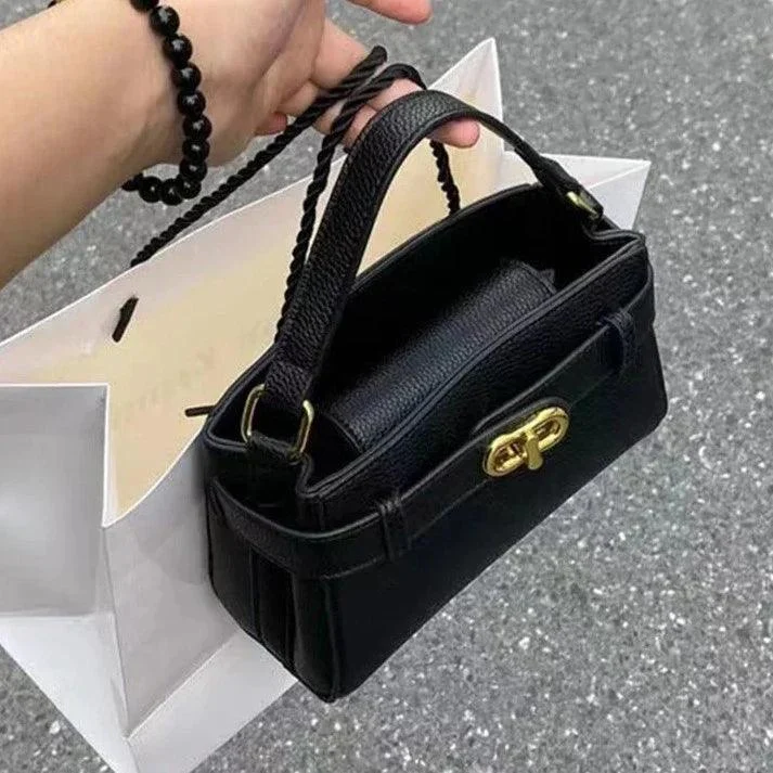 Women Solid Black Color Soft Crossbody Box Bag - Glova