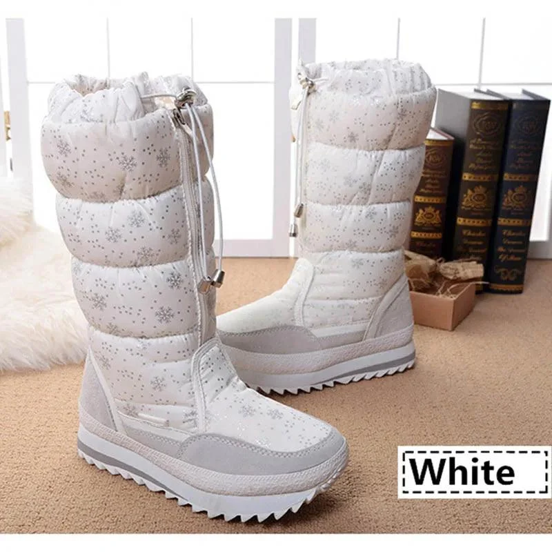 Women Thick Plush Waterproof High Snow Boots - Glova