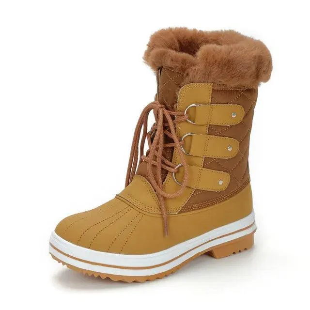 Women Thick Plush Waterproof High Snow Boots - Glova