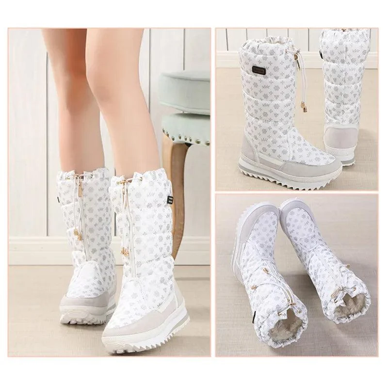 Women Thick Plush Waterproof High Snow Boots - Glova