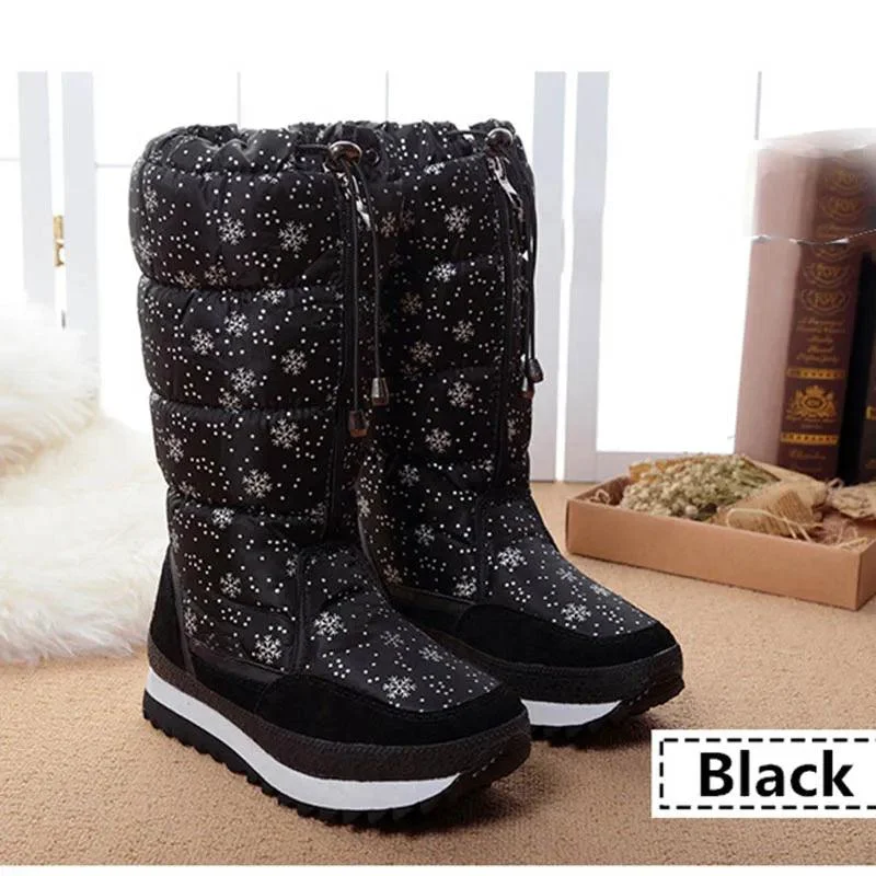 Women Thick Plush Waterproof High Snow Boots - Glova