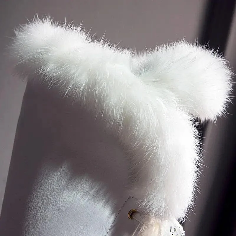 Women Thin High Heel Furry Long Boots - Glova