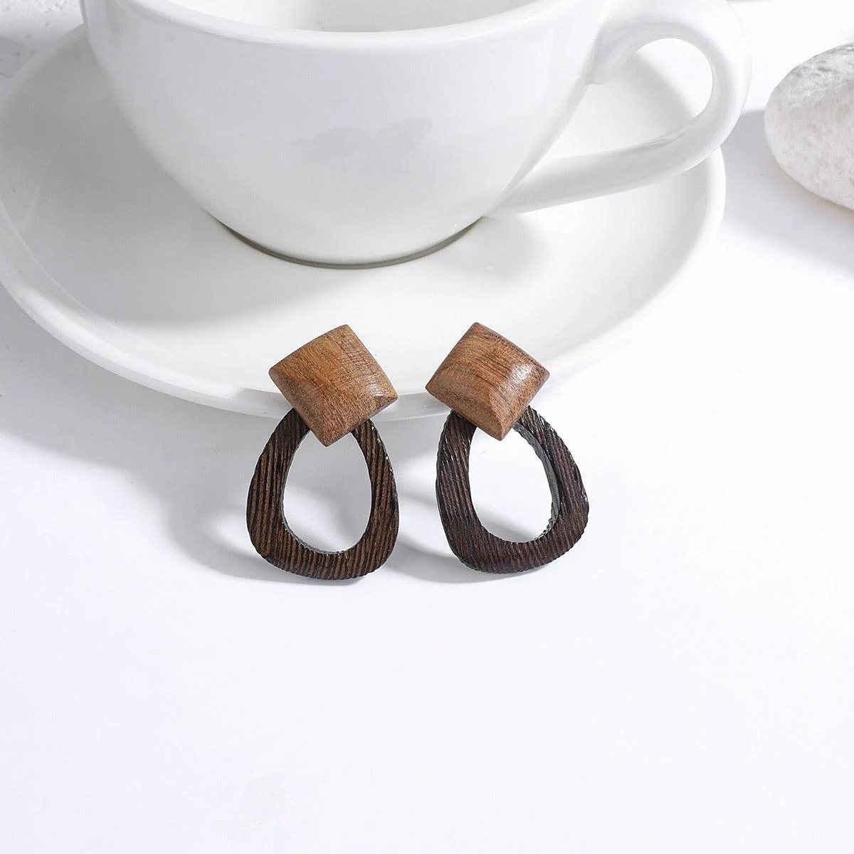 Wooden Beads and Rattan Boho Earrings - Glova