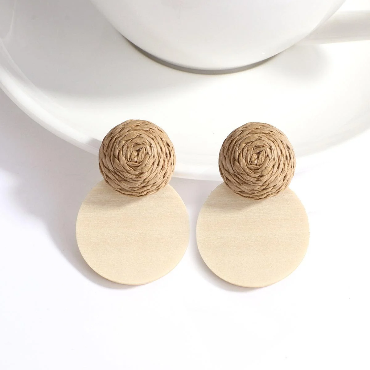 Wooden Beads and Rattan Boho Earrings - Glova