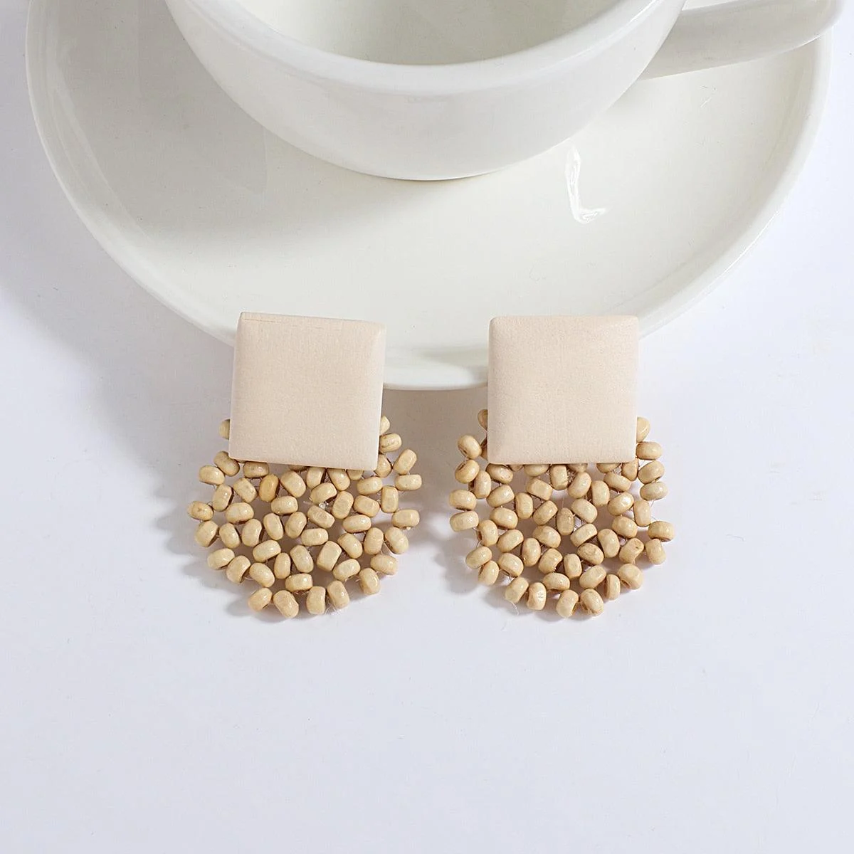 Wooden Beads and Rattan Boho Earrings - Glova