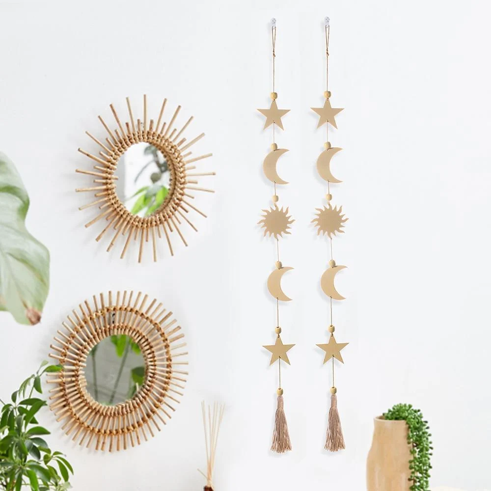 Wooden Boho Sun and Moon Wall Hangings - Glova