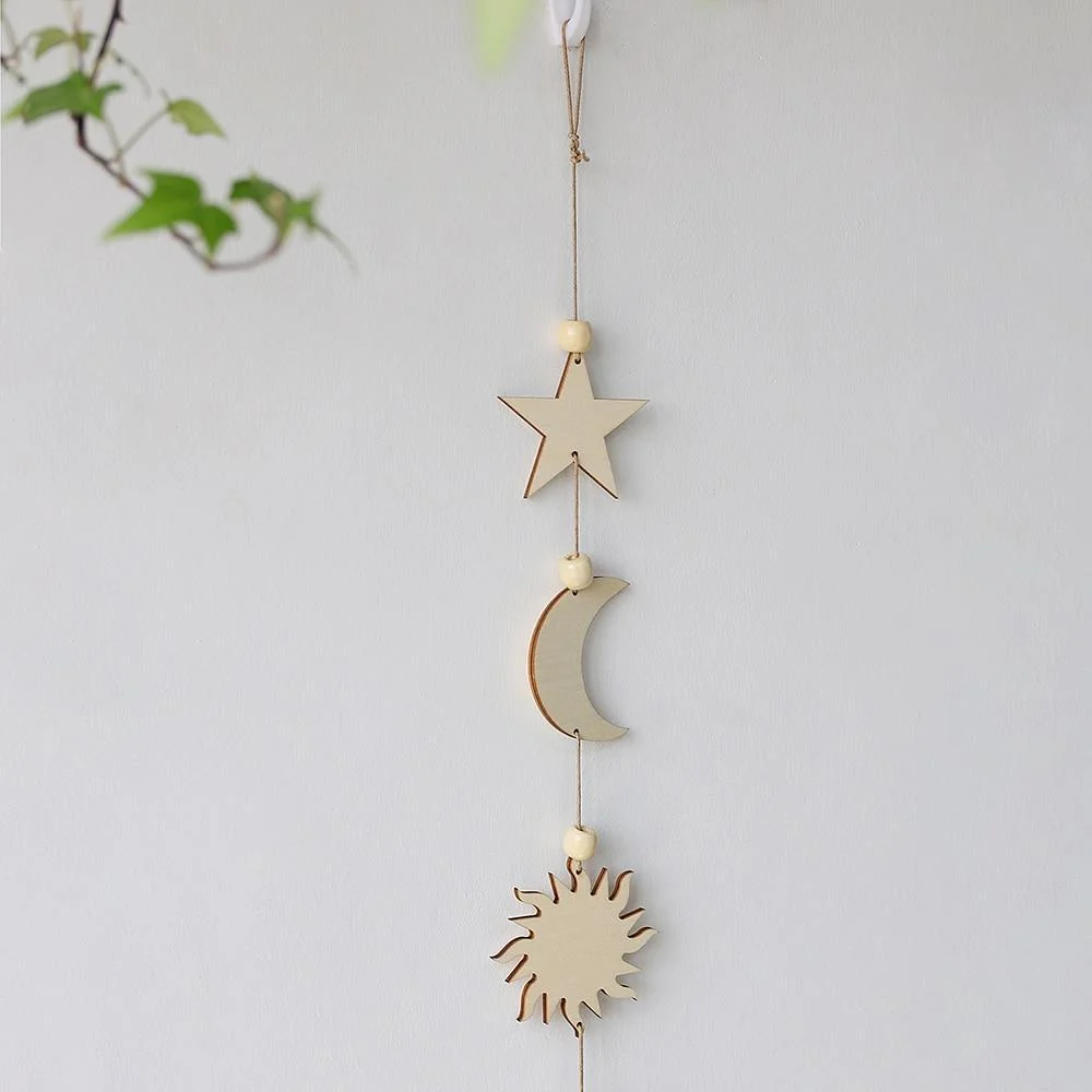 Wooden Boho Sun and Moon Wall Hangings - Glova