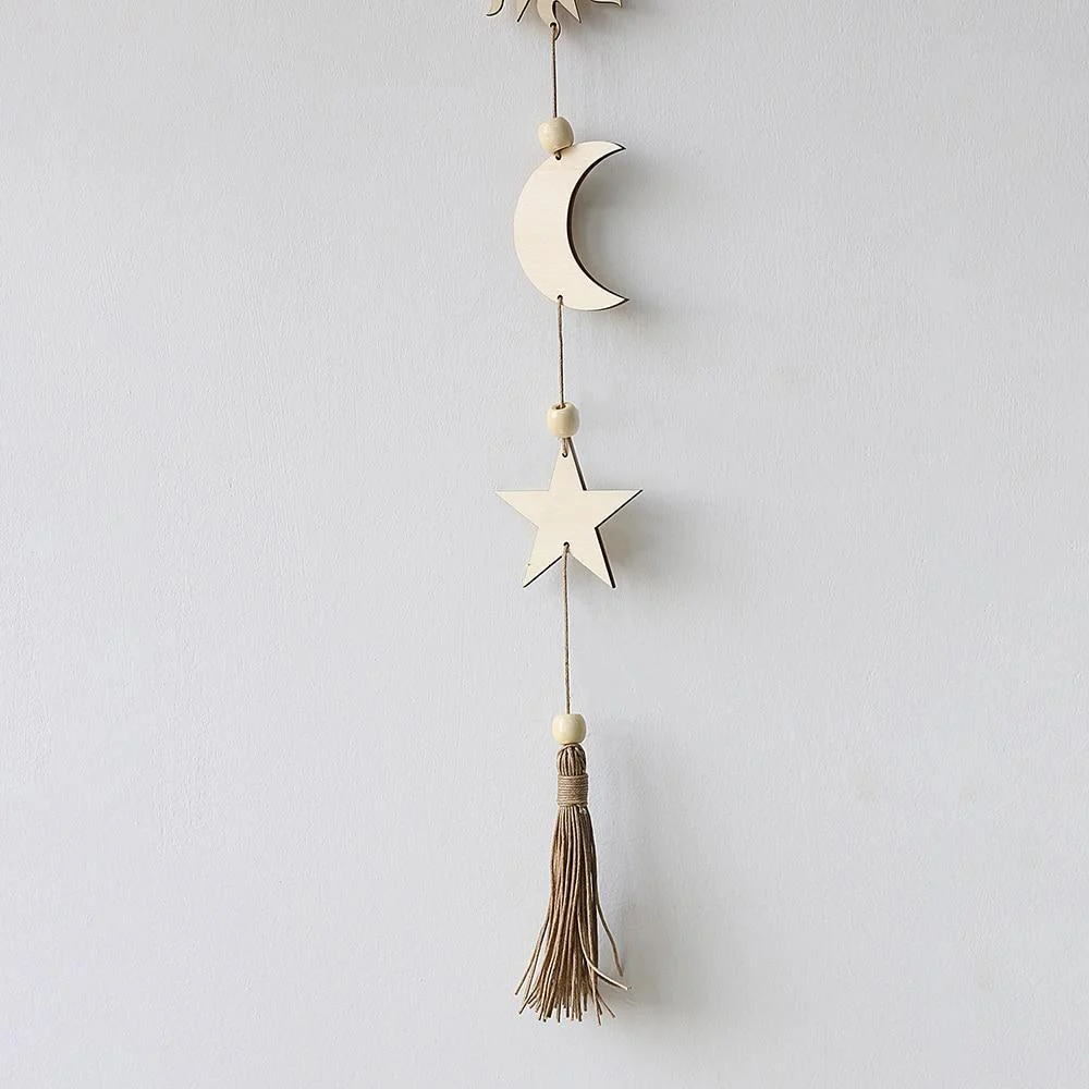 Wooden Boho Sun and Moon Wall Hangings - Glova