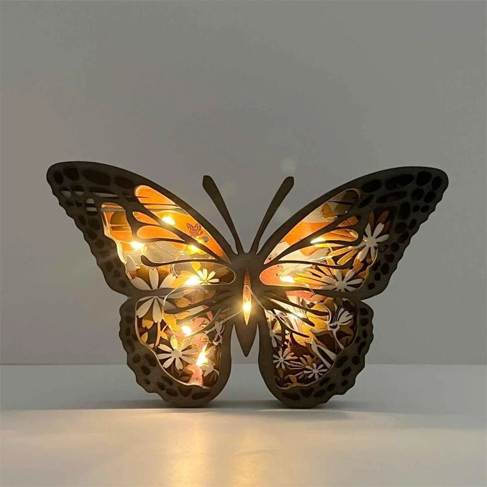 Wooden Butterfly Carving with LED Lights - Glova