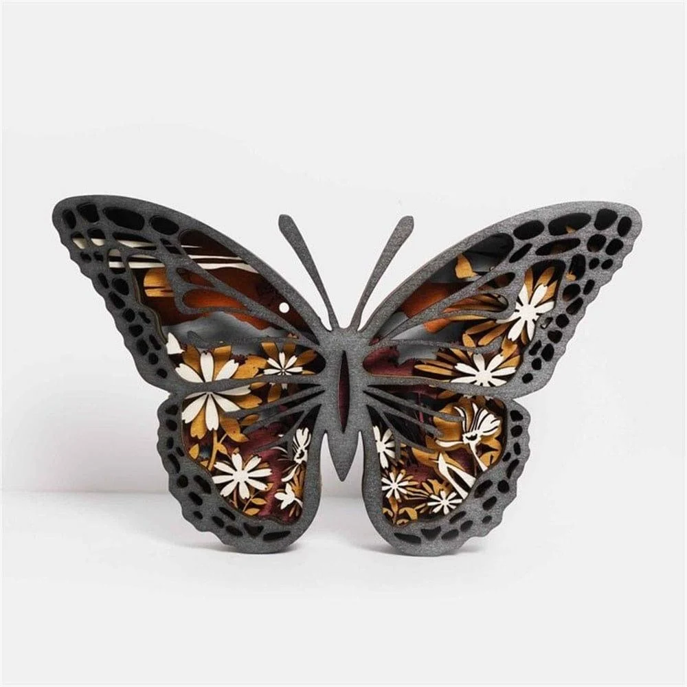 Wooden Butterfly Carving with LED Lights - Glova